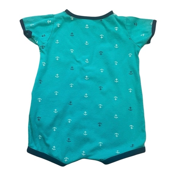 Carter’s casual green anchor print boat embroidered one piece boy 12M Front snap - Picture 5 of 8